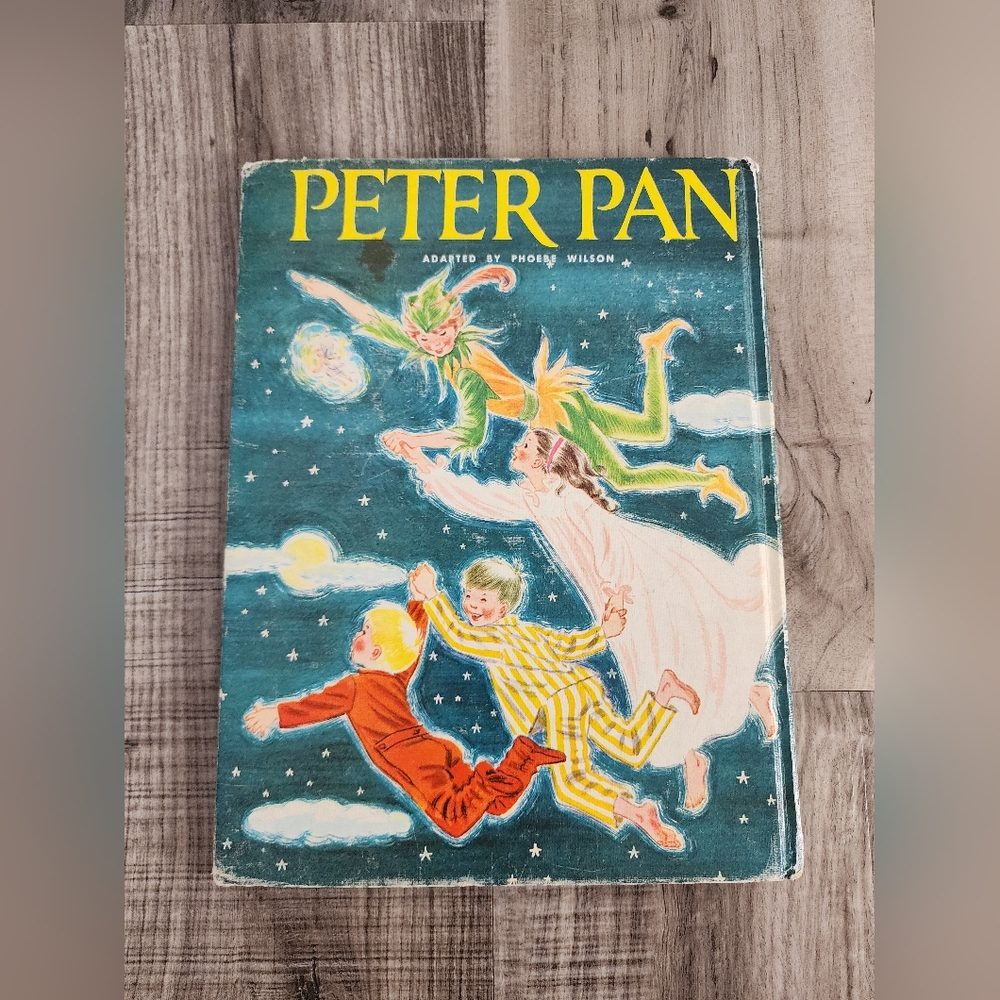 Vintage Peter Pan Illustrated Hardcover — Teal, Yellow, Red